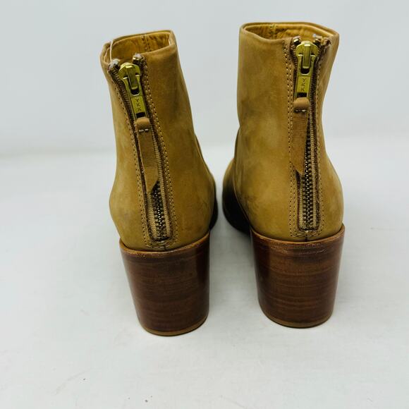 Nisolo Dari Ankle Boots Tan Leather Zip Stacked Heel Almond Toe Size 10 - Picture 8 of 16